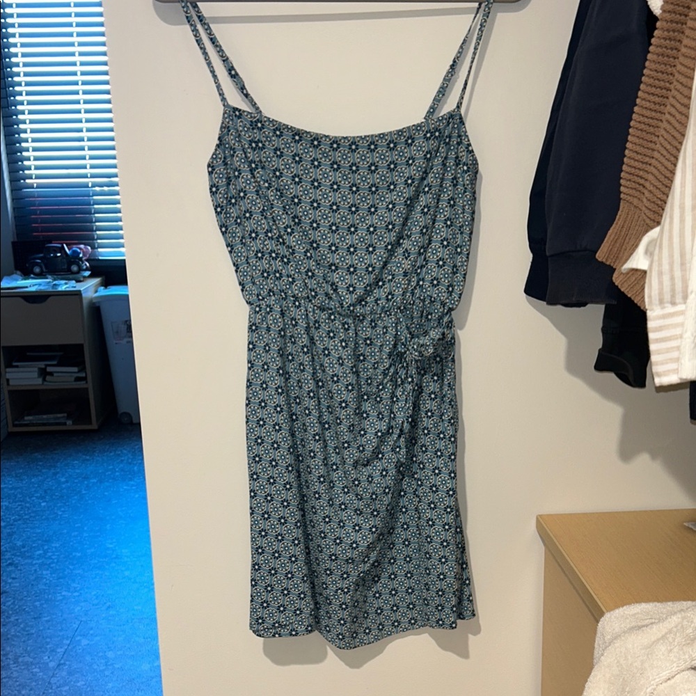 Subdued Blue Mini Dress with Tie